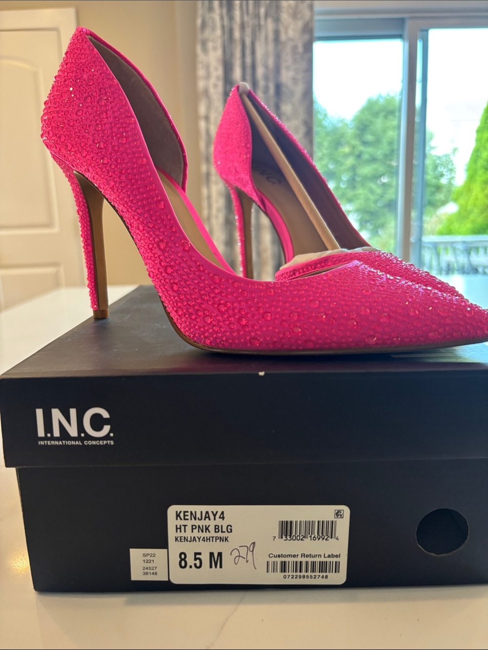 INC International Concepts Hot Pink Rhinestone Pointed-Toe Stiletto Heels
